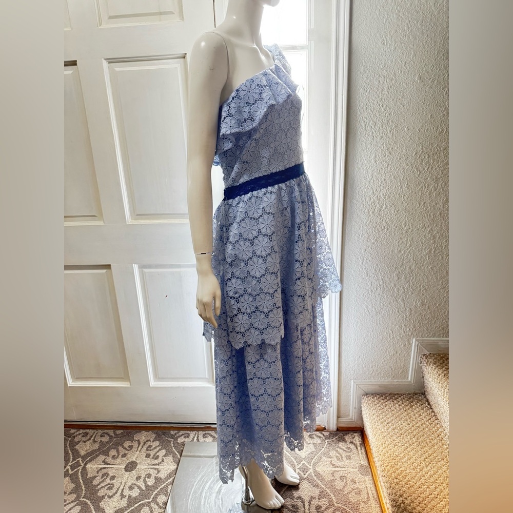 Arula Elegant Blue Lace One-Shoulder Dress Size 2XL. J-53 - Picture 3 of 14